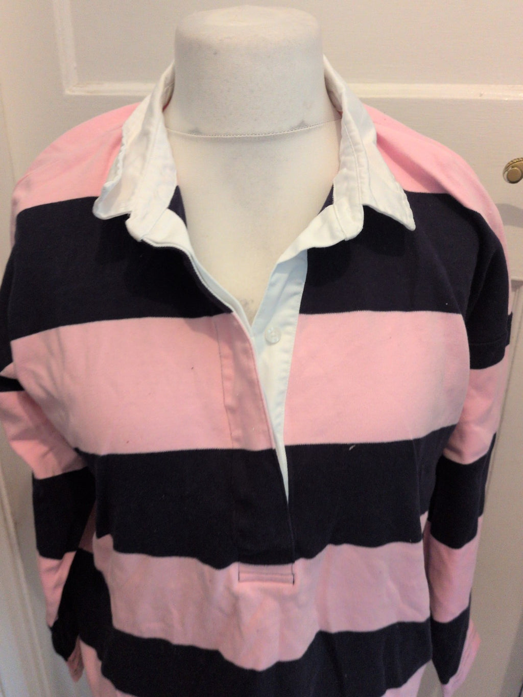 Logg H&M Large Pink And Navy Long Sleeve Polo