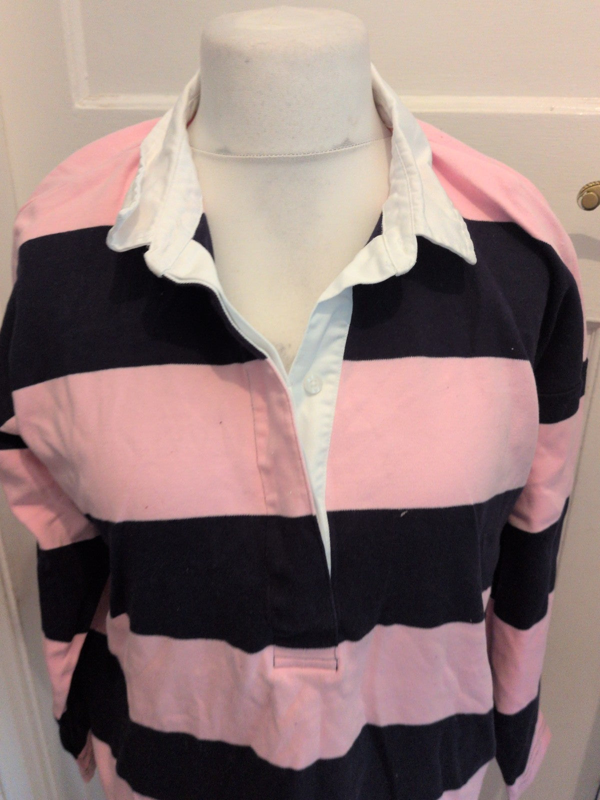 Logg H&M Large Pink And Navy Long Sleeve Polo