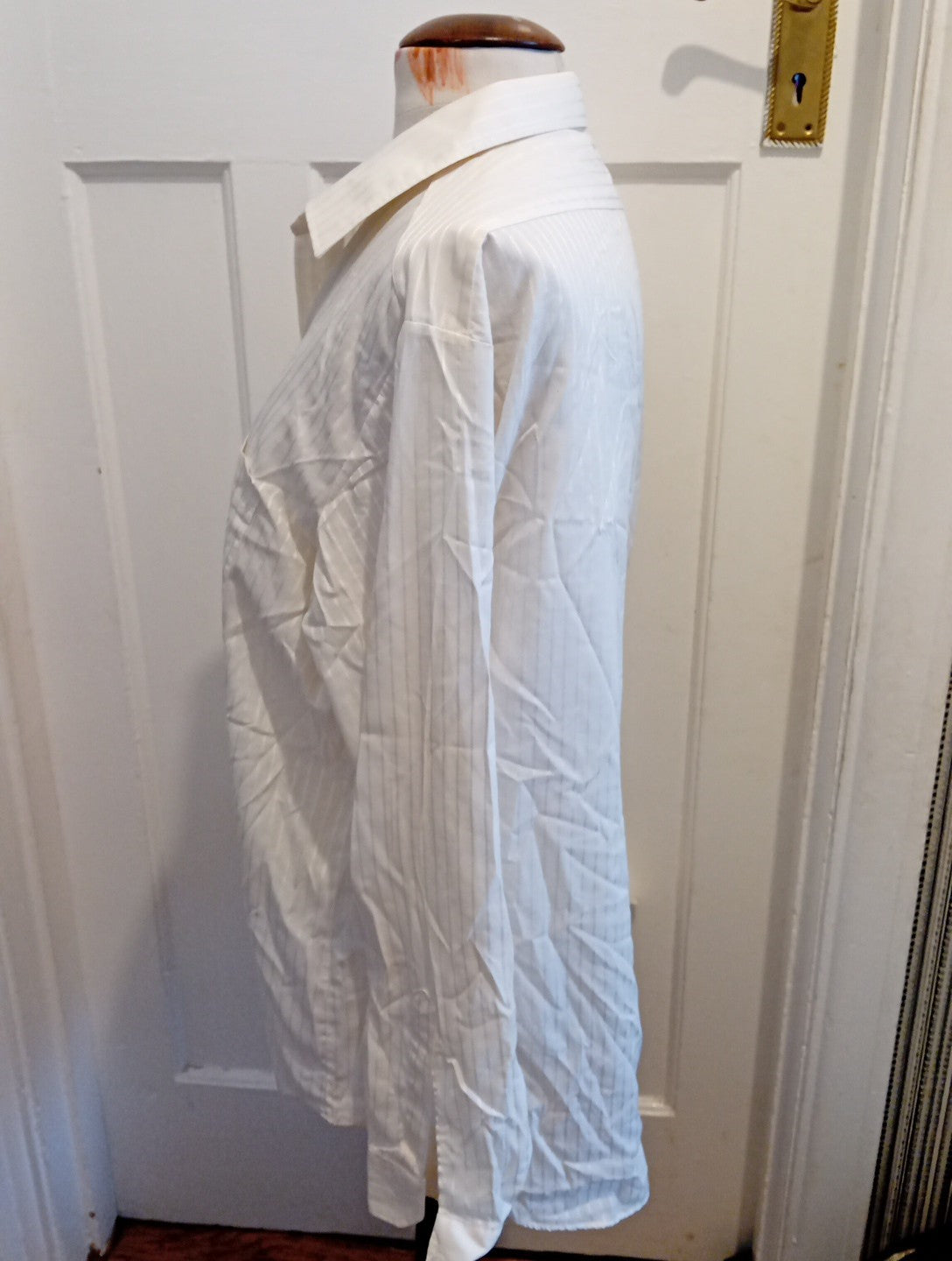 Mens St Michael Size 16.5" Ivory Patterned Formal Dress Shirt