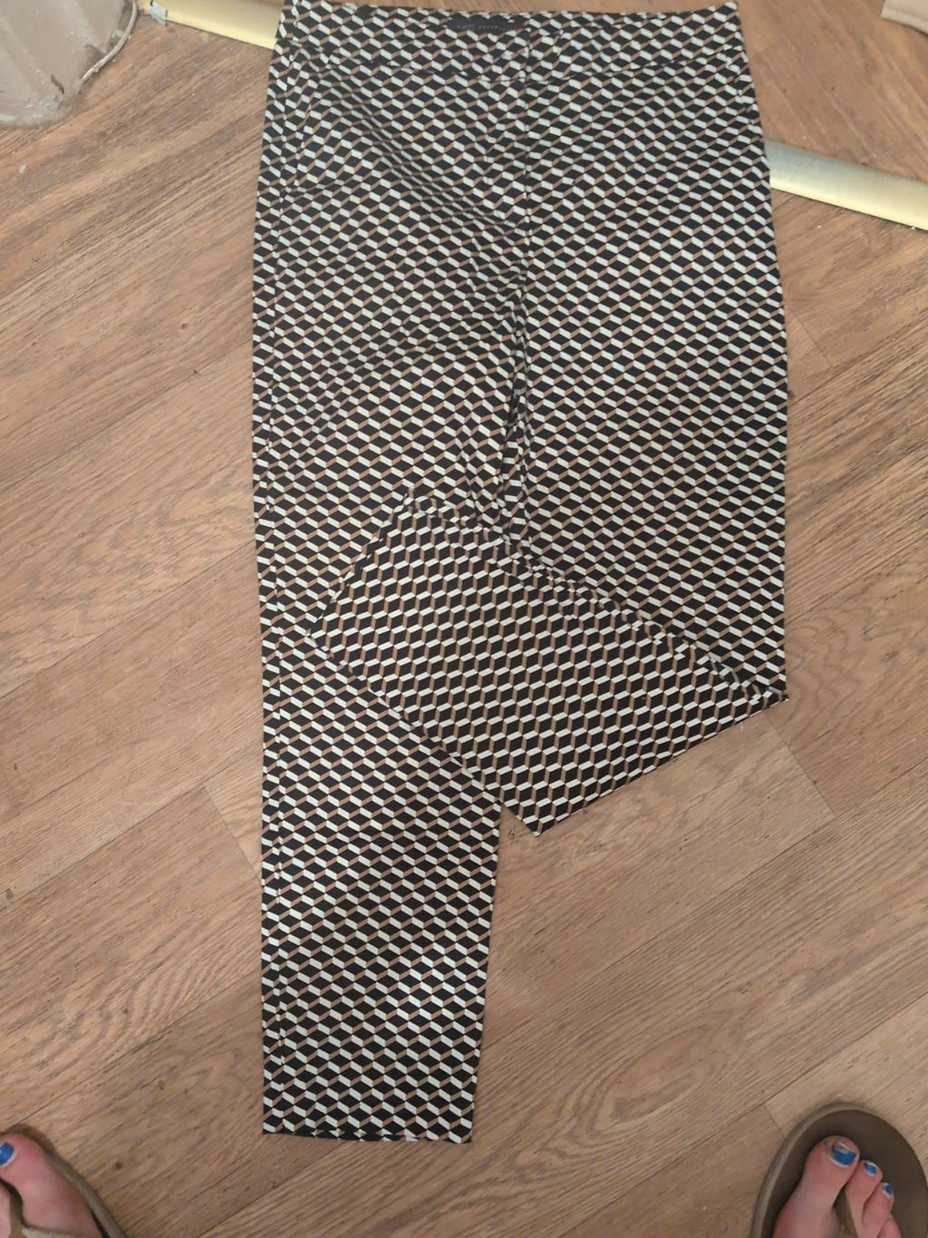 M&S Collection 10 Grey And White Diamond Pattern Trousers