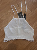 Brand New Ladies PLT Size 10 White Halterneck Tassel Crop Top