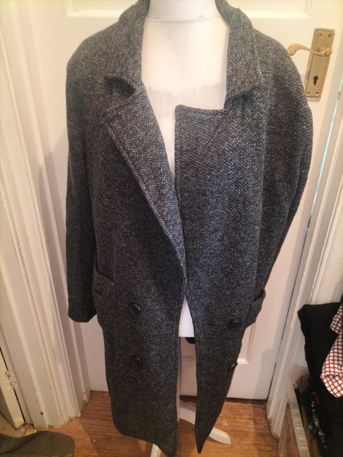 Boohoo Man Large Grey Fleck Lined Long Length Jacket