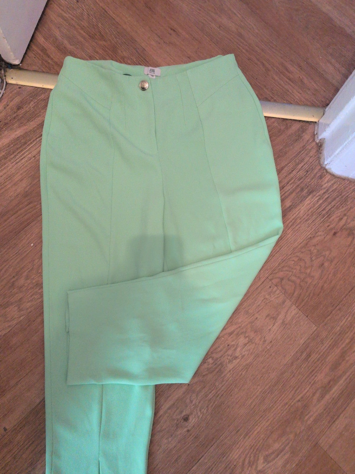 Ladies River Island Size L Petite Bright Green Straight Leg Trousers