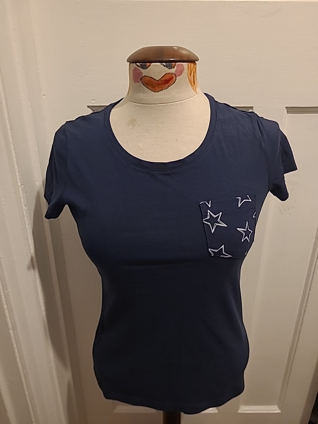 Ladies F&F Size 6 Navy Star Pyjama Top
