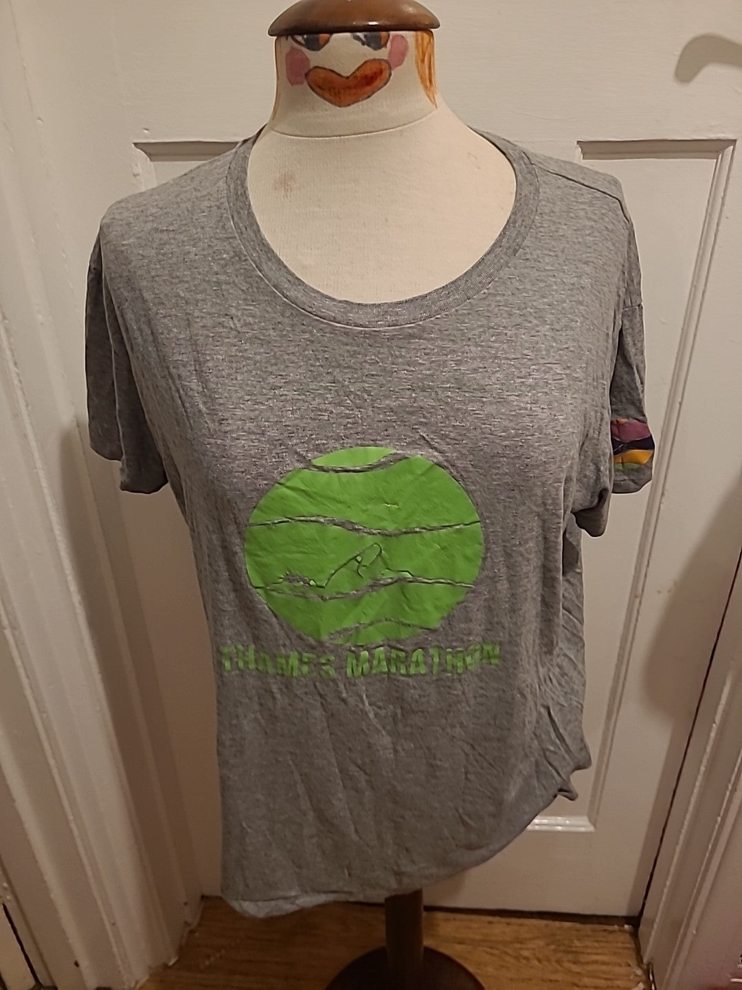 Ladies Size XL Grey And Green Thames Marathon Tshirt