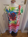 Ladies Signature Size 10 Multi Floral Short Sleeved Dress