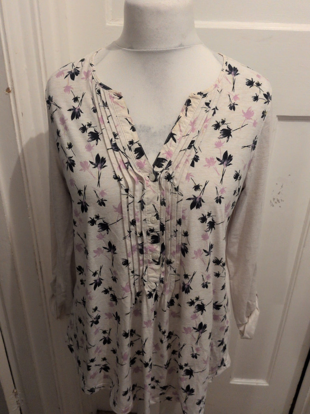 Marks And Spencer 18 Ivory Floral Long Sleeve Blouse