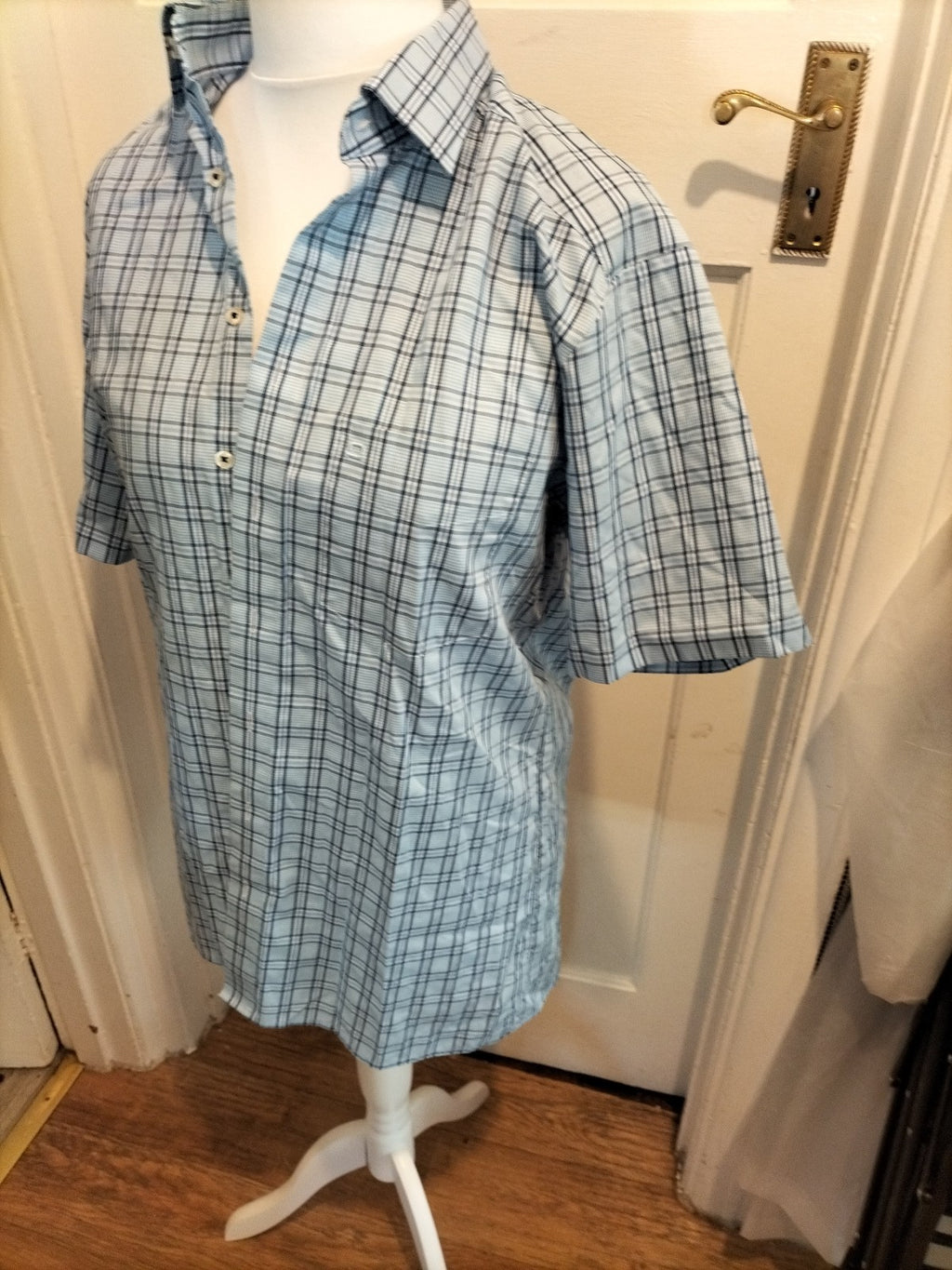 Mens Olymp Size 16" Collar Blue Check Modern Fit Shirt