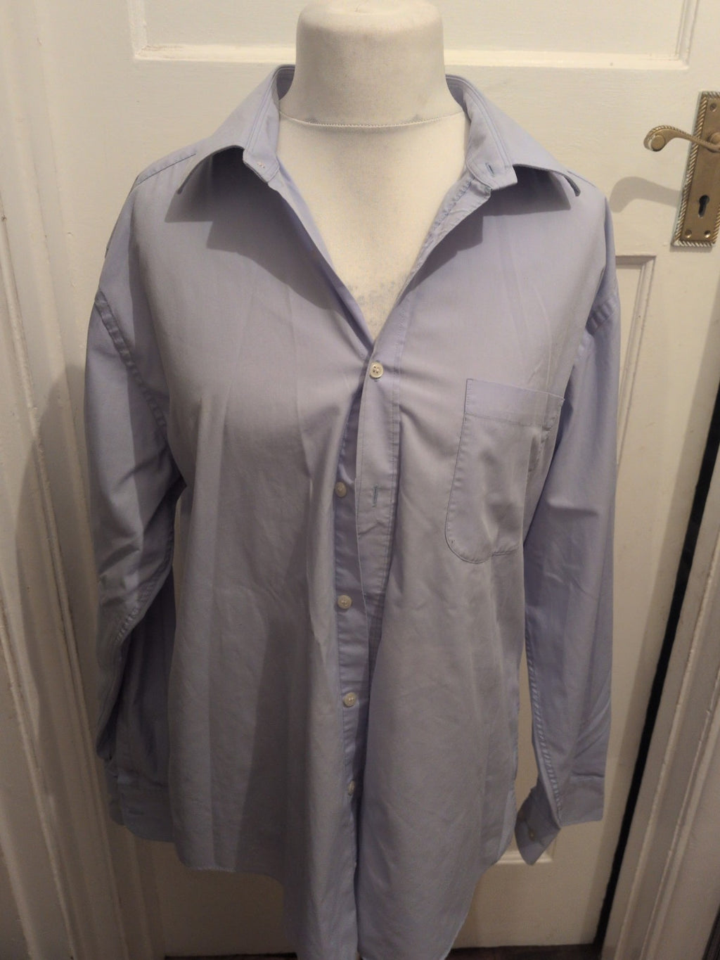 Mens Marks And Spencer Tailoring 16" Collared Blue Long Sleeve Shirt