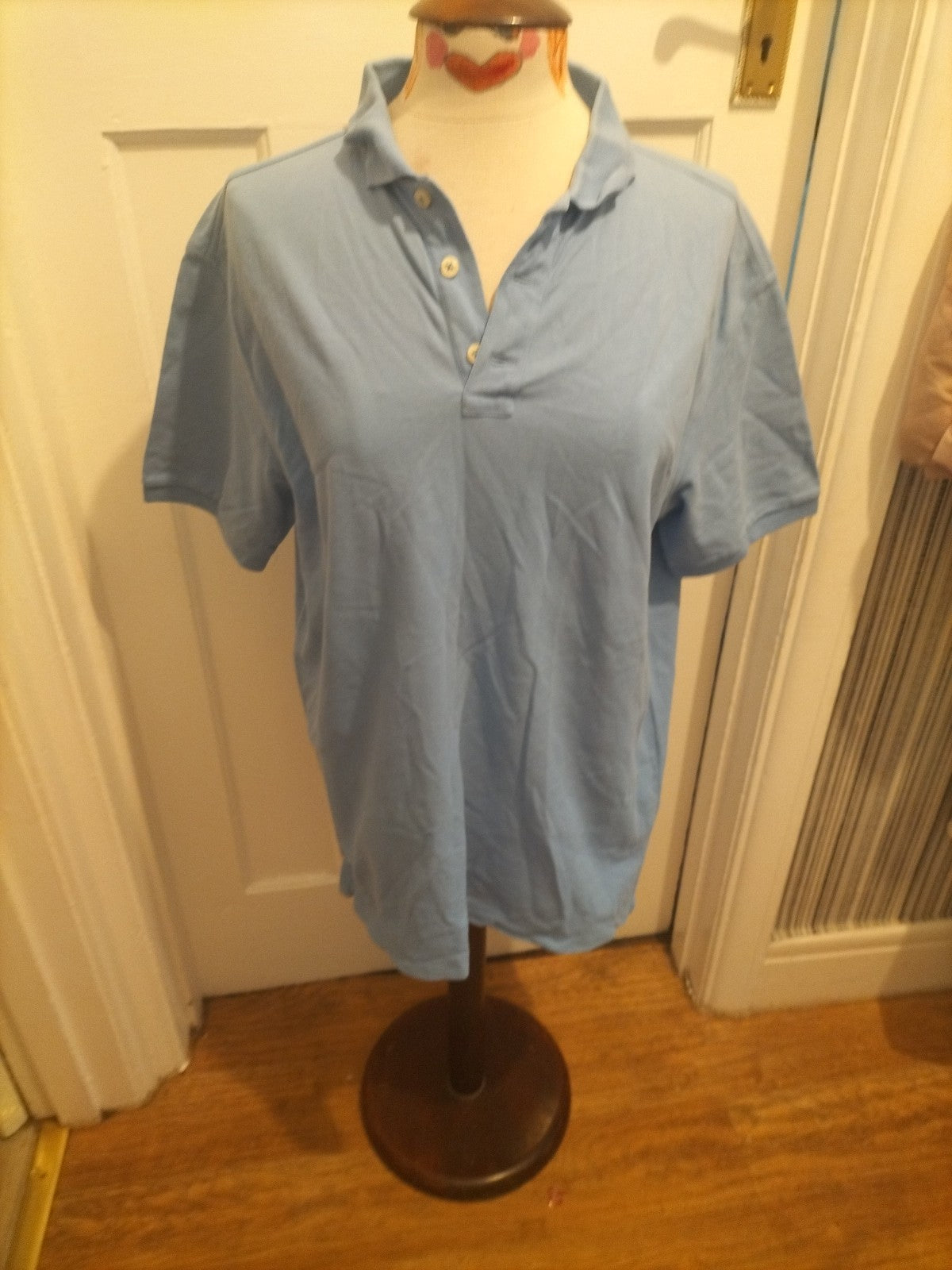Mens Racing Green Size Large Standard Fit Blue Polo Shirt