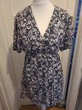 Ladies George Size 12 Black And White Short(cap)sleeved Knee Length Dress