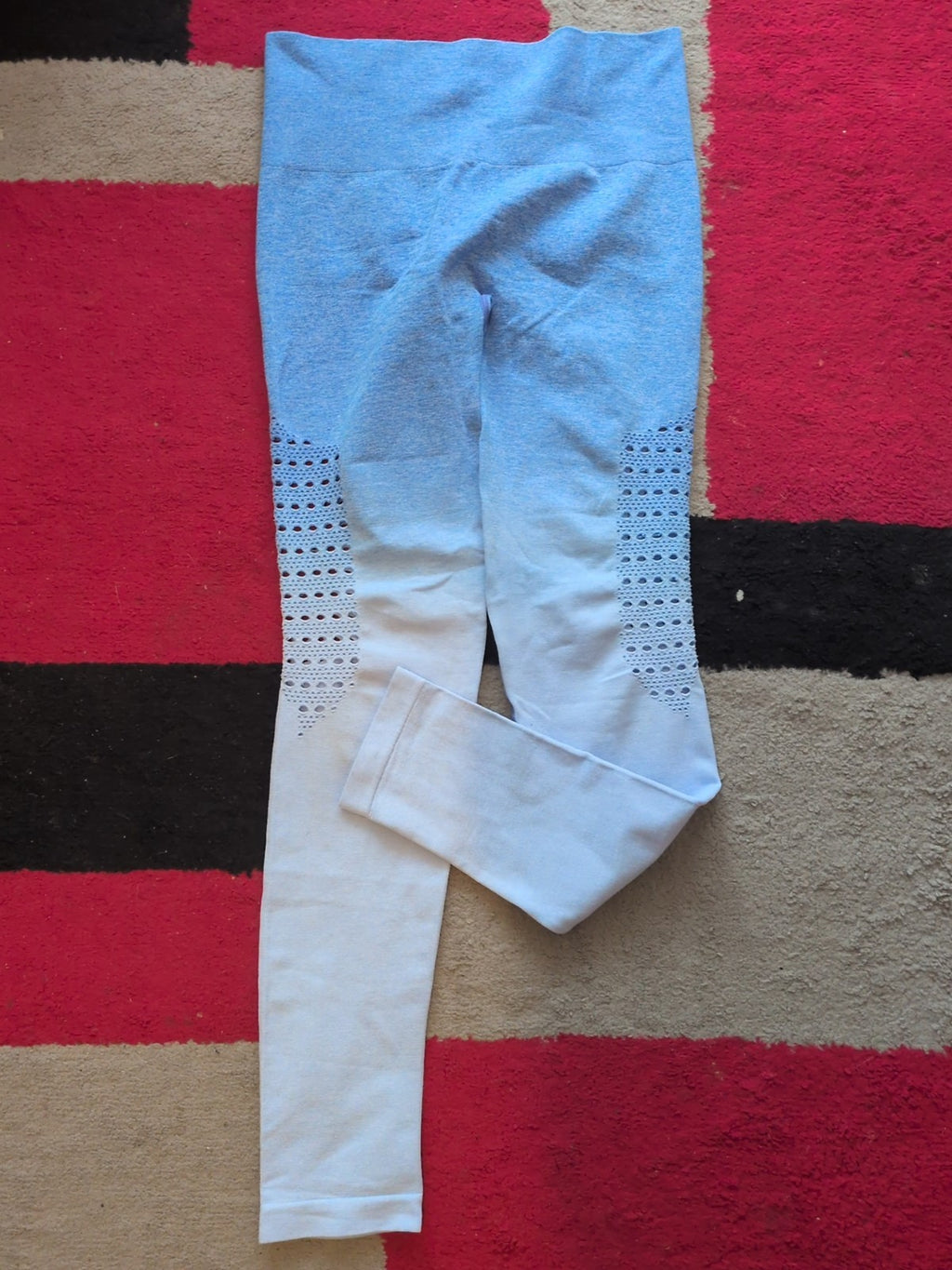Ladies Size M Blue Toned Stretch Full Length Legging