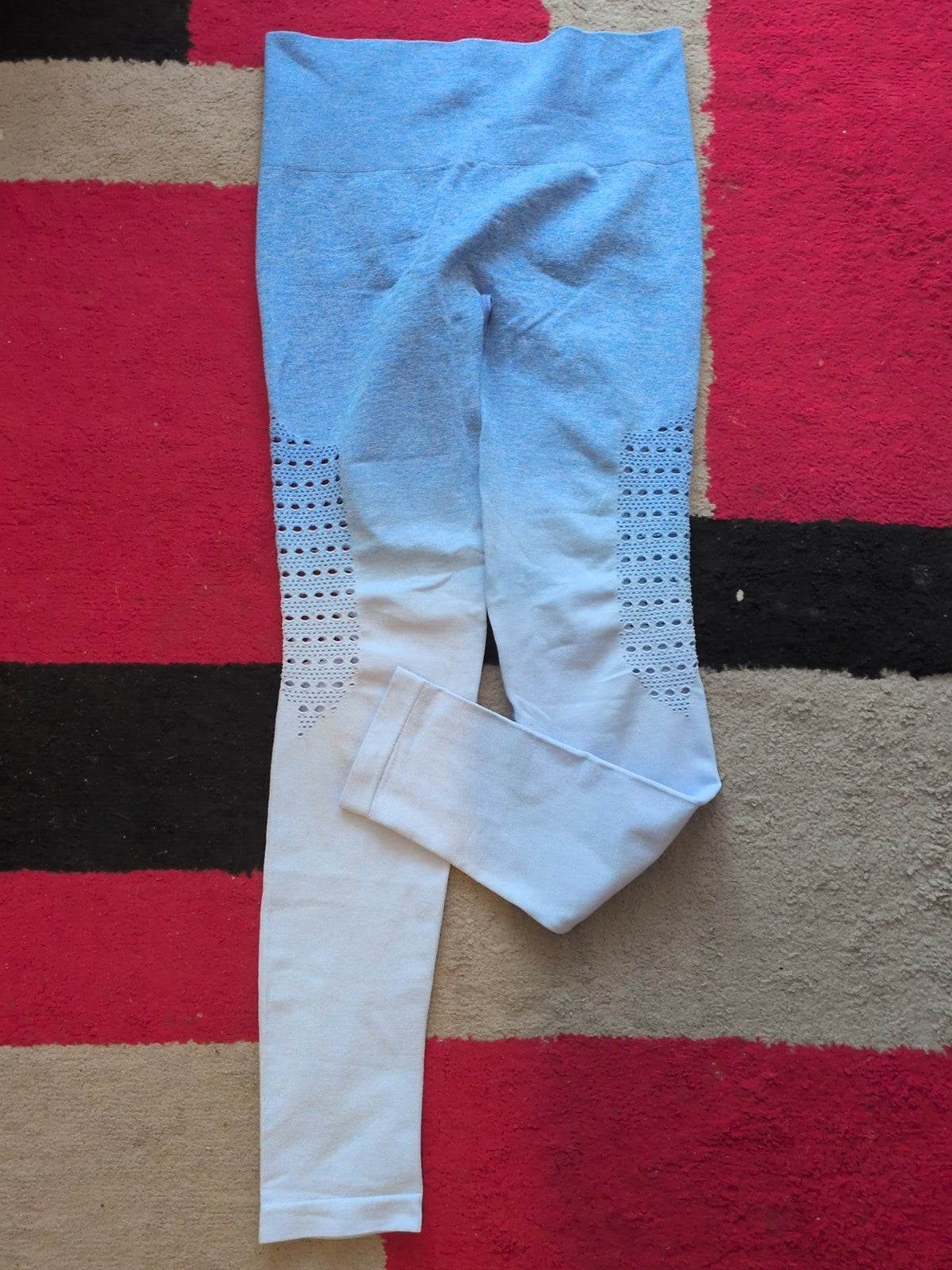 Ladies Size M Blue Toned Stretch Full Length Legging