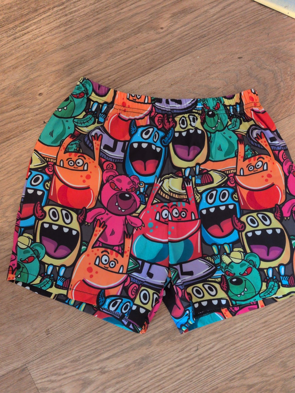 Boys Shein 7 Years Multi Monster Printed Elasticated Shorts