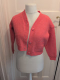Pink Knit Ribbed Long Sleeve Cardigan
