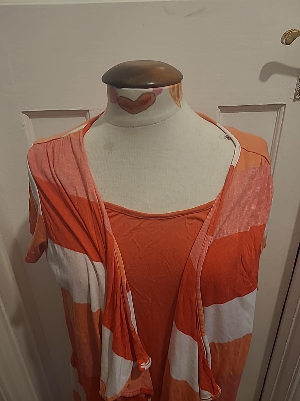 Ladies Soon Size 18 Orange White Red 2 In 1 Tshirt Blouse