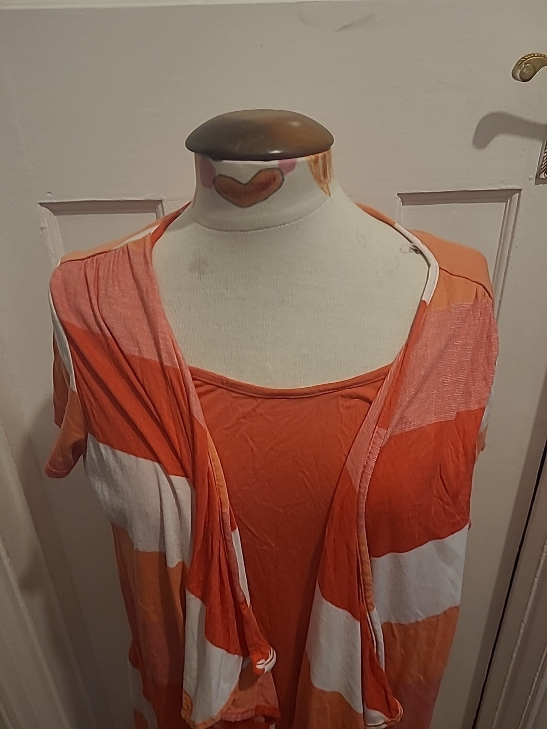 Ladies Soon Size 18 Orange White Red 2 In 1 Tshirt Blouse