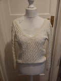 Ladies Majolica Size S/M White Knit Long Sleeved Jumper