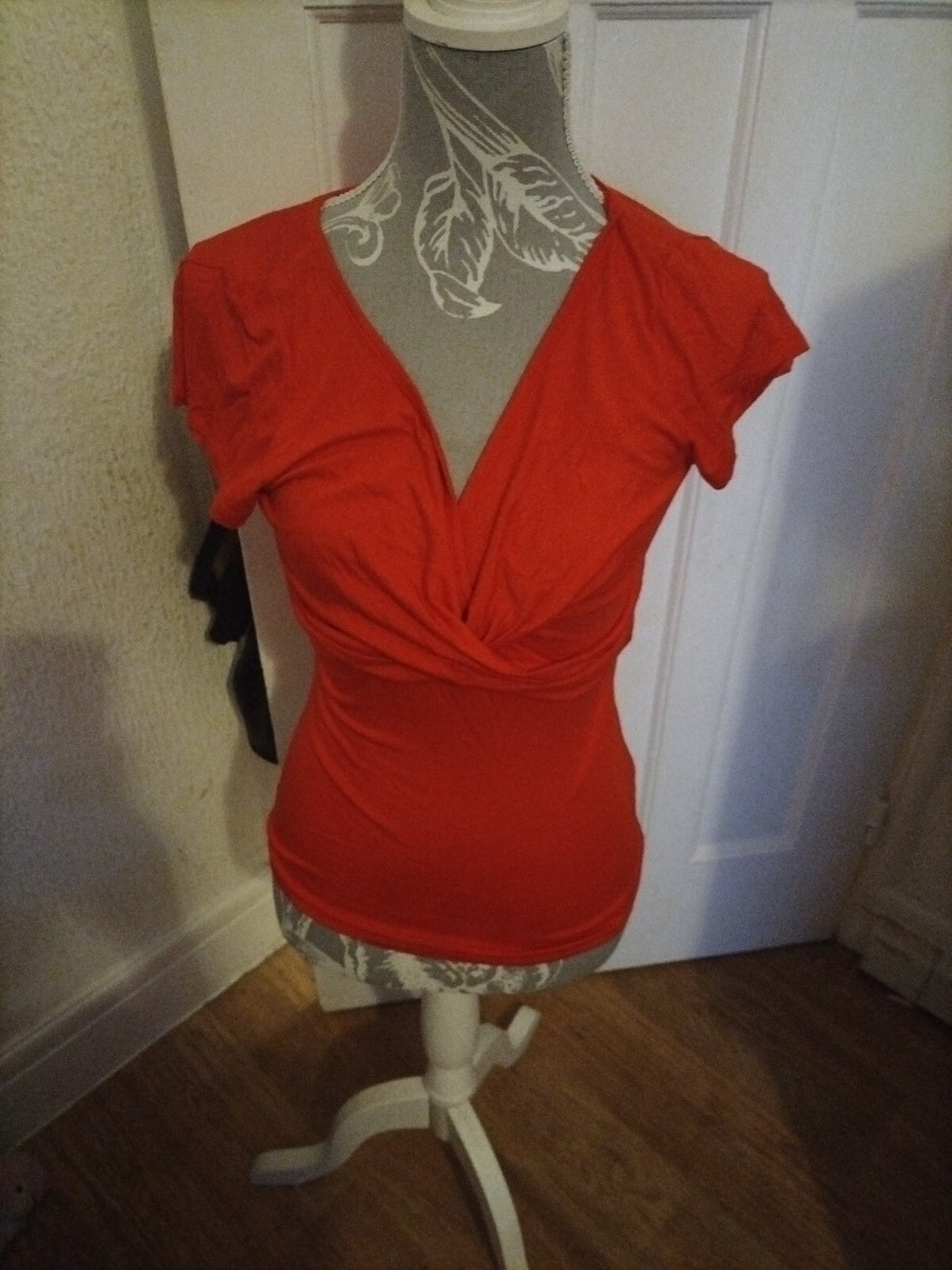 Ladies Redoute Size 6/8 Red Short Sleeve Blouse