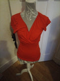 Ladies Redoute Size 6/8 Red Short Sleeve Blouse