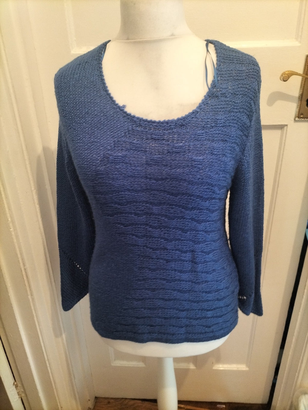 Ladies Marble Size Small Blue Long Sleeve Round Neck Jumper