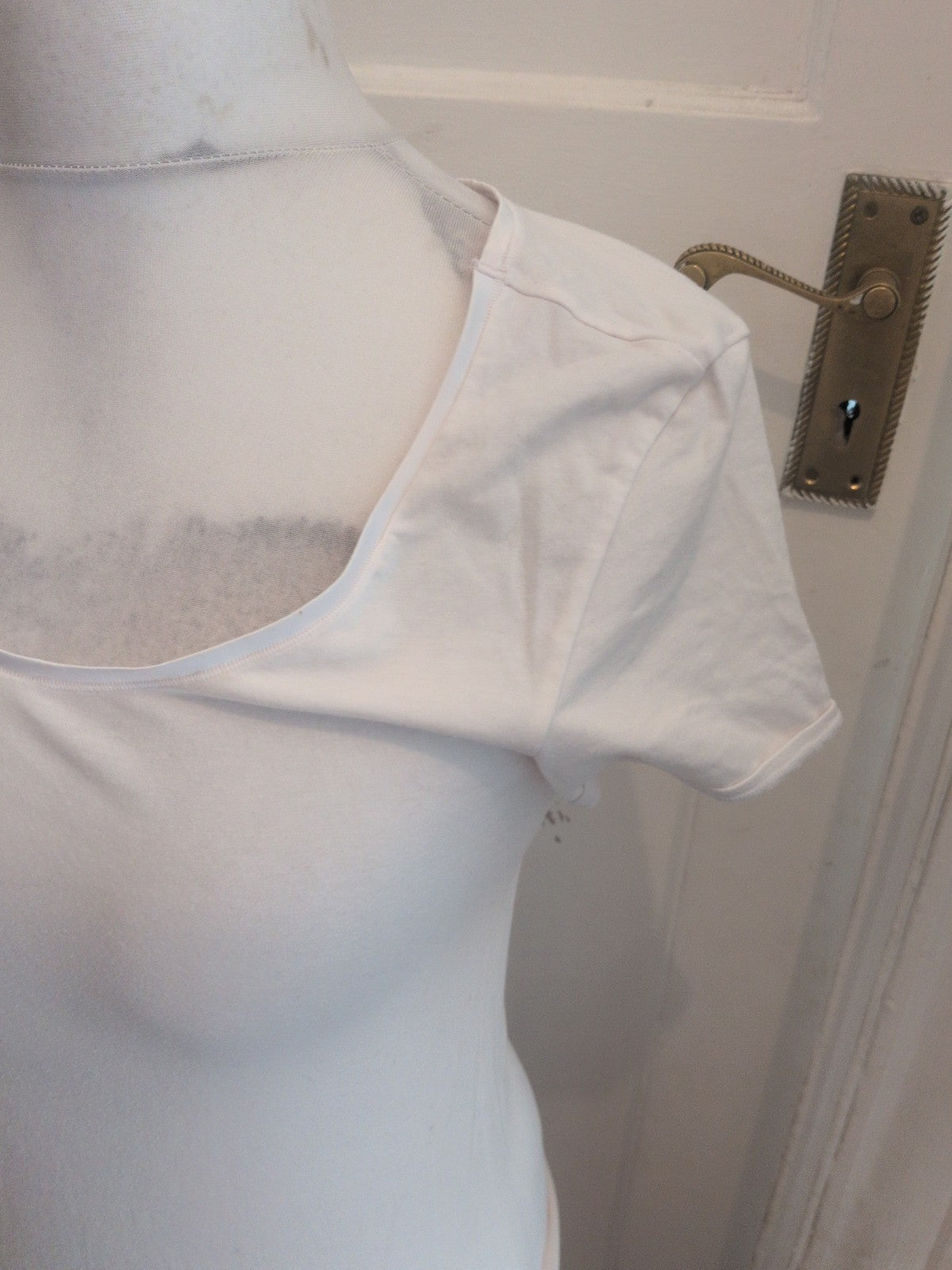 Marks And Spencer 14 White Short Sleeve T-shirt Scoop Neck