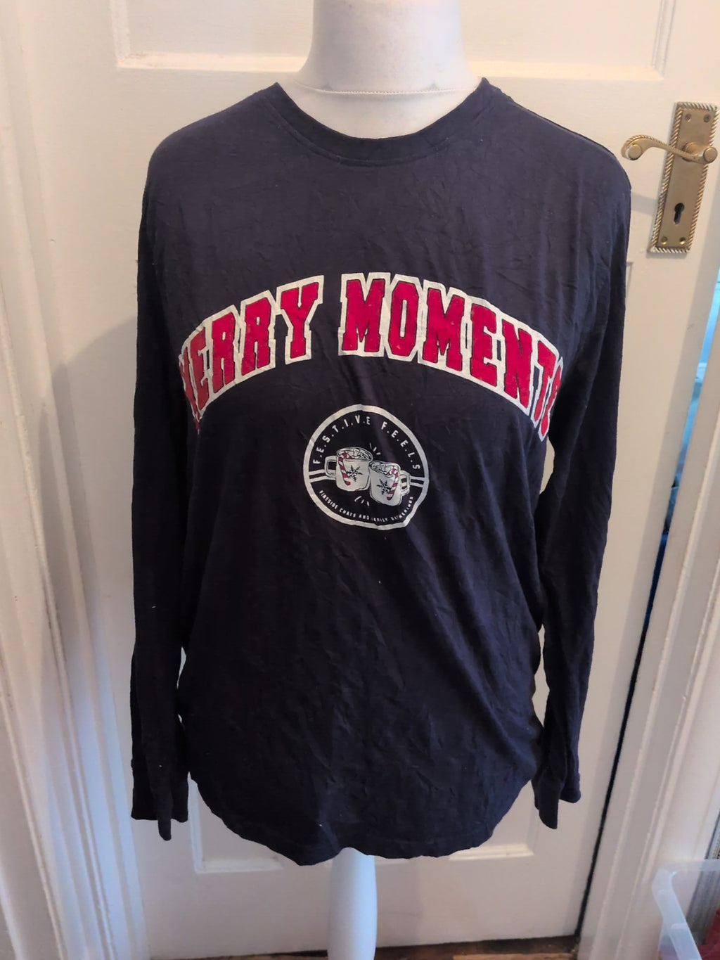 George Large Navy Merry Moments Long Sleeve Pyjama Top