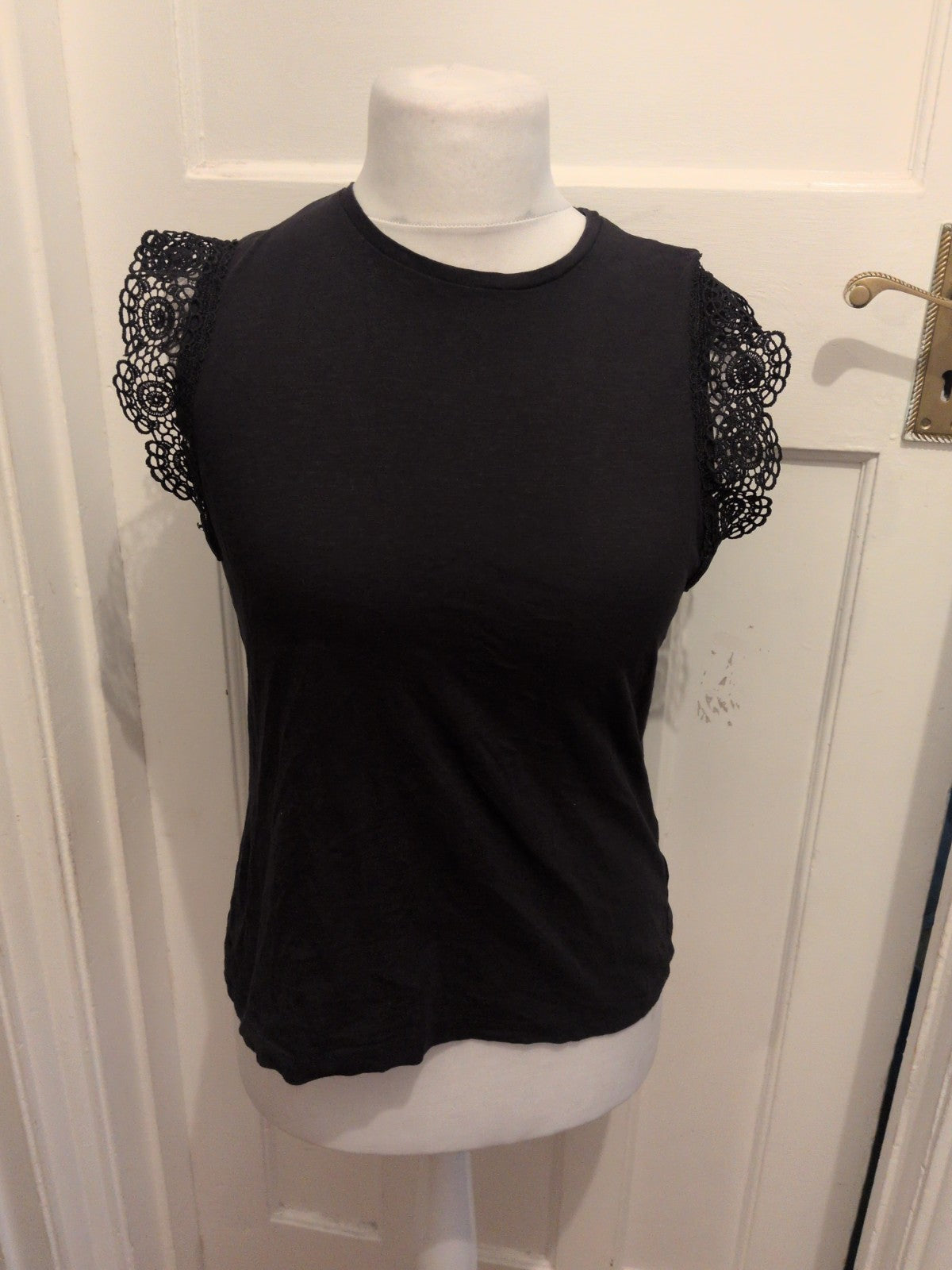 Papaya 12 Black Lace Frill Sleeveless Blouse