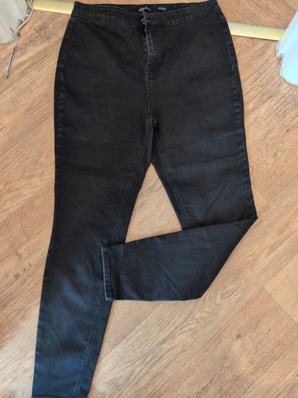 Ladies Denim By TU 18L High Waist Skinny Black Jeans