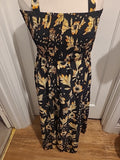 Ladies Shein Size Large Gold Black Floral Sleeveless Bubblehem Dress