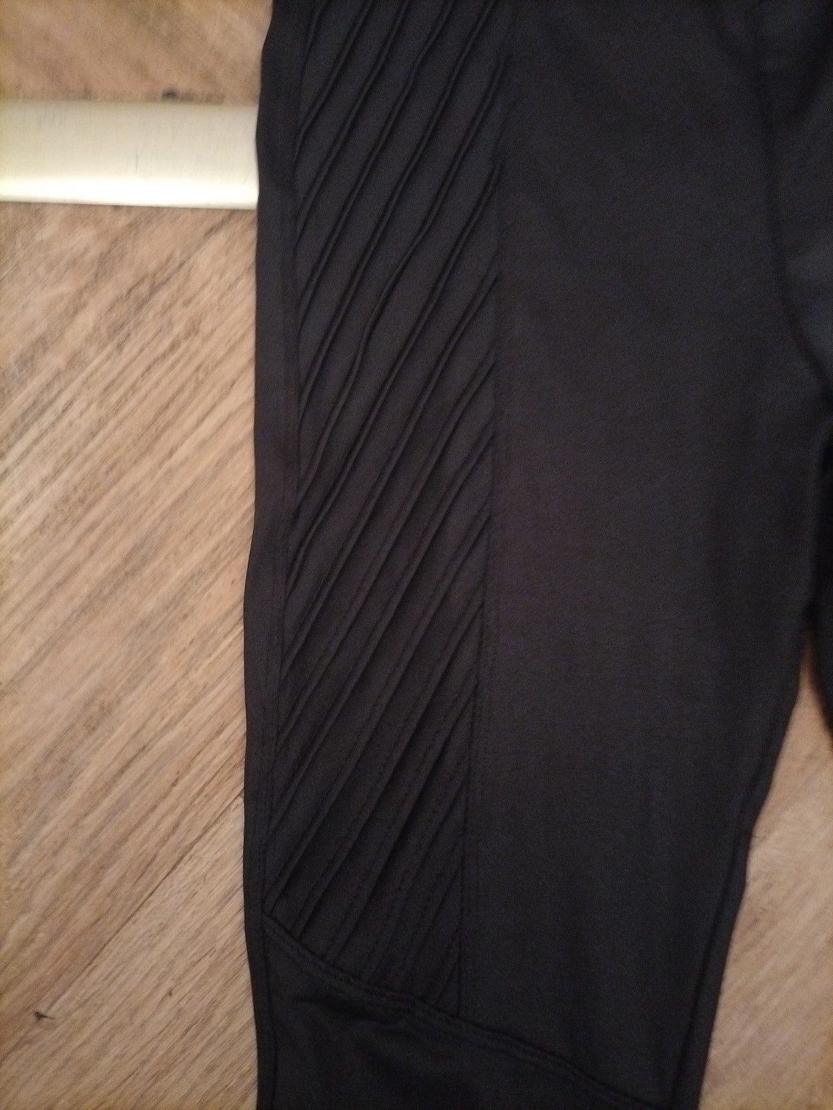 Primark Small 10-12 Black Ribbed Stretch Leggings Pleat