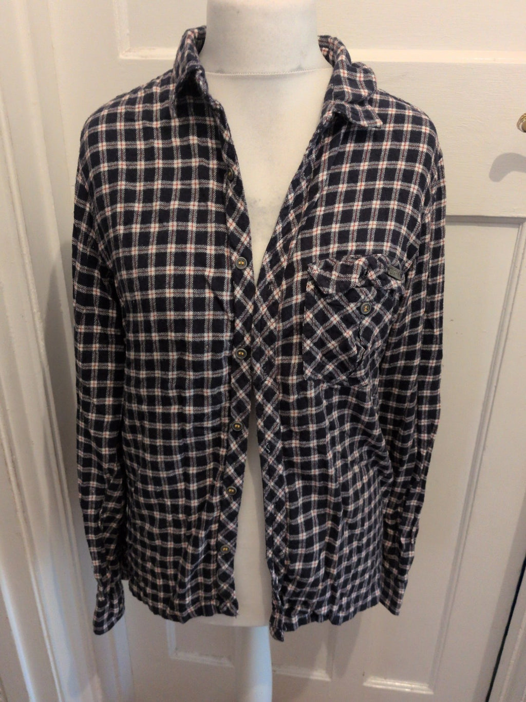 Regatta Large Navy Check Long Sleeve Shirt