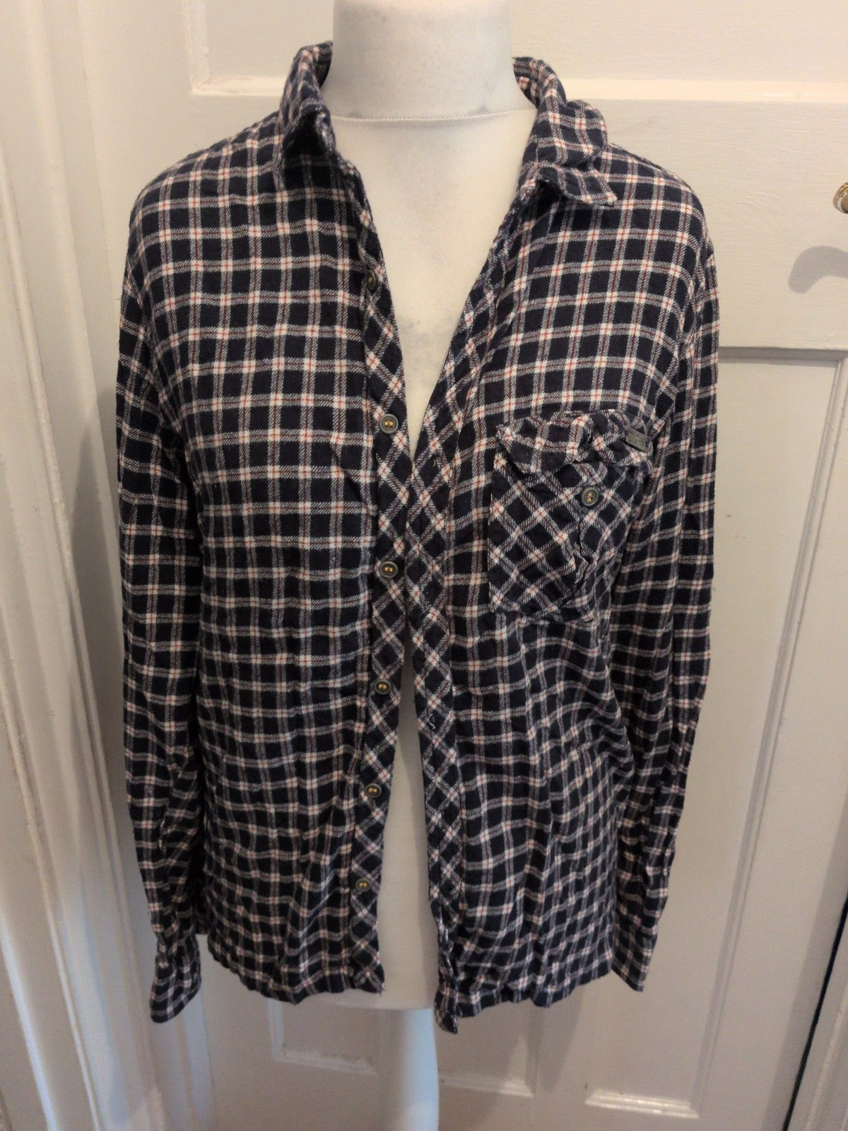 Regatta Large Navy Check Long Sleeve Shirt
