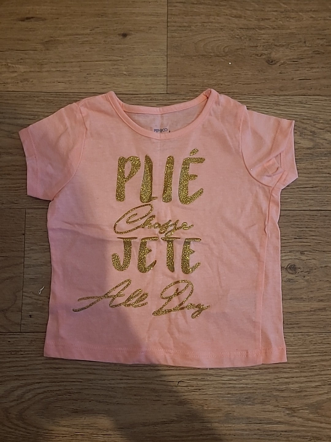 Pep&Co 12-18 Months Peach Gold Glitter Tshirt