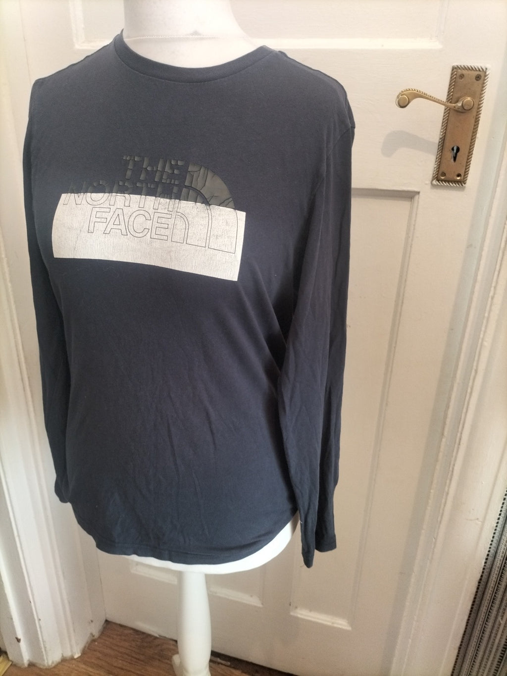 The North Face Small Navy Print Long Sleeve T-shirt
