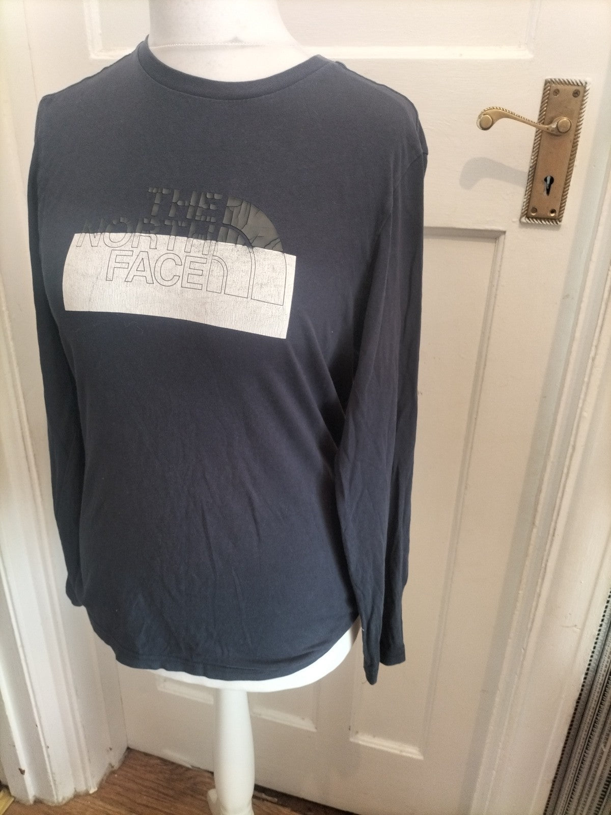 The North Face Small Navy Print Long Sleeve T-shirt