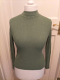 Ladies Sage Green Jumper Size Small Primark Ribbed