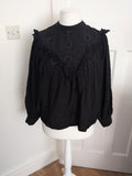 George 16 Black Frill And Pleat Long Sleeve Blouse