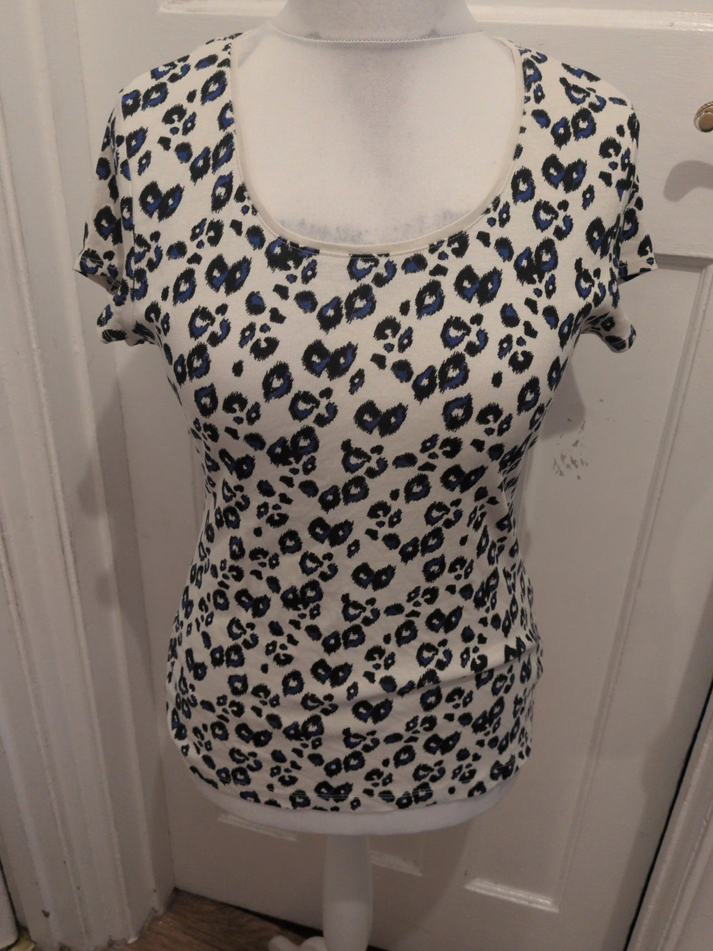 Next 16 Blue/Black/Cream Leopard Print Short Sleeve T-shirt