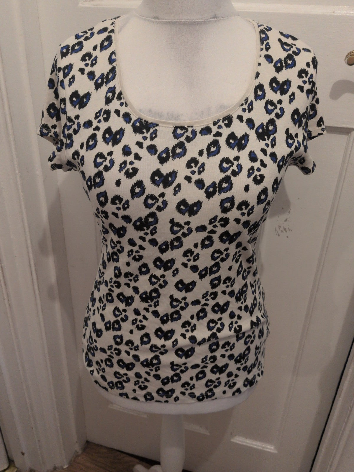 Next 16 Blue/Black/Cream Leopard Print Short Sleeve T-shirt