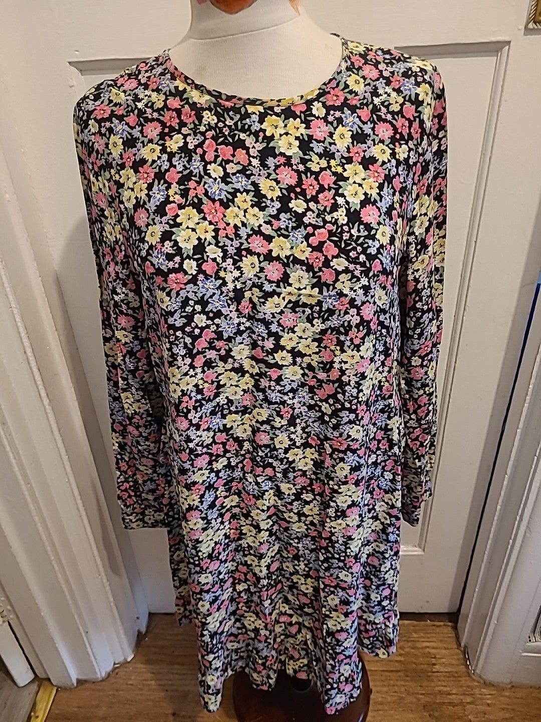 Ladies Marks And Spencer Collection Size 12 Multicoloured Floral Dress With Belt