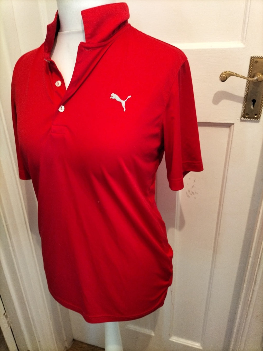 Mens Puma Size Medium Red Short Sleeved Polo