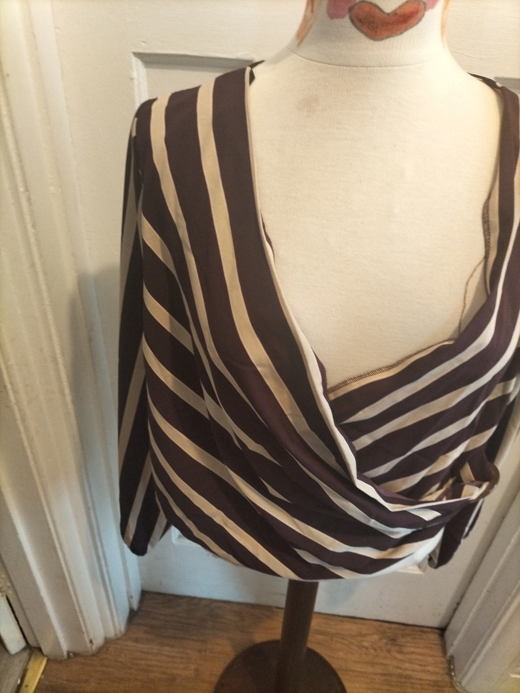 Ladies Primark Top Size 12 Purple/cream