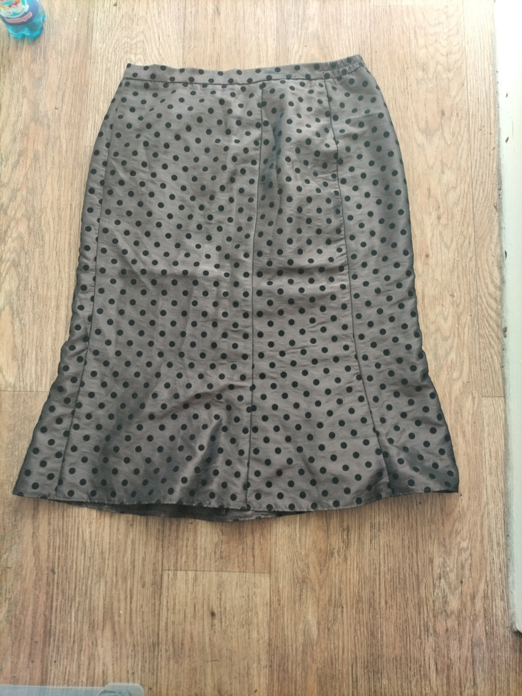 Ladies Size 10 Bronze And Black Polkadot Lined Skirt