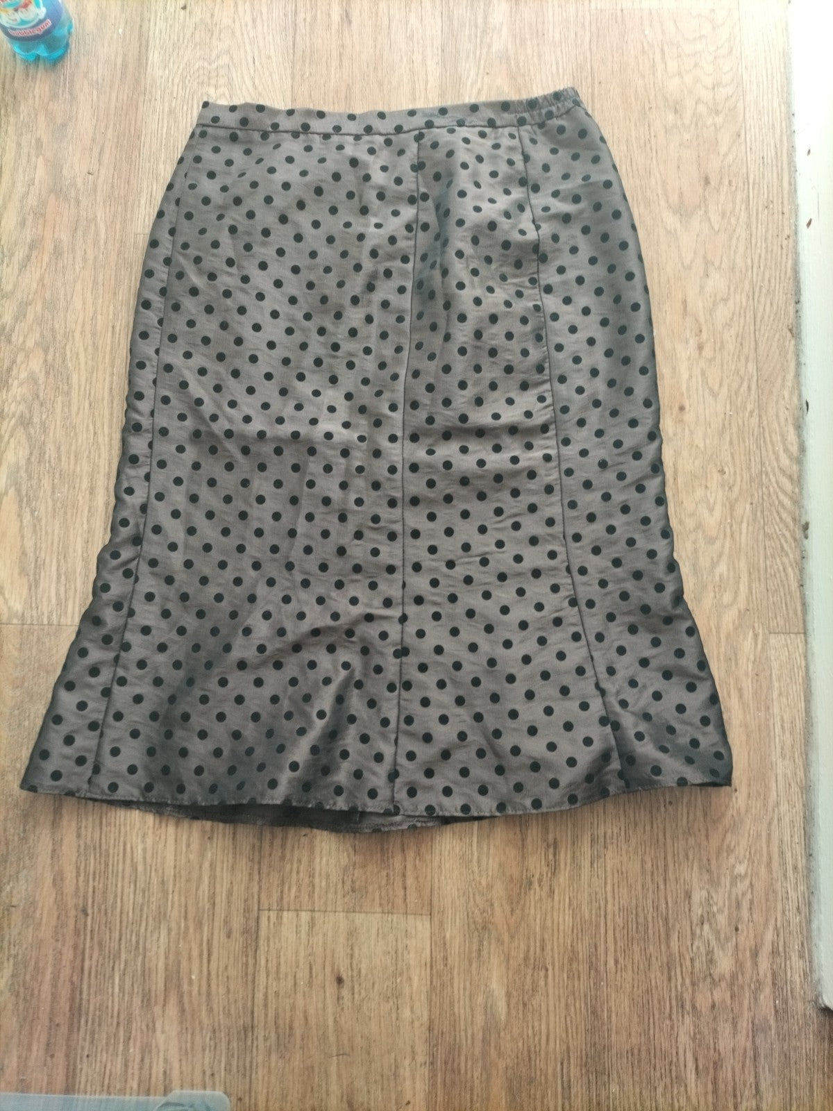 Ladies Size 10 Bronze And Black Polkadot Lined Skirt