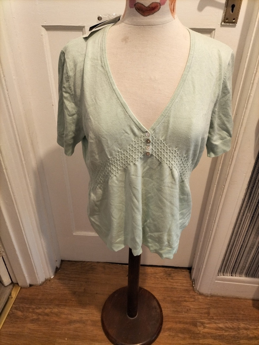 Brand New Ladies Florence + Fred Size 20 Pale Turquoise Short Sleeved V Neck...