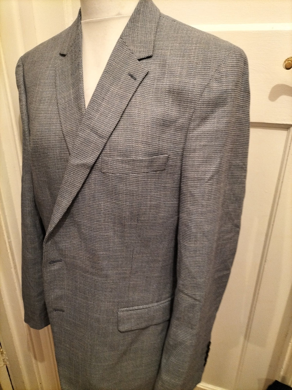 Mens Marks and Spencer Size 46m Blue Patterned Suit Jacket