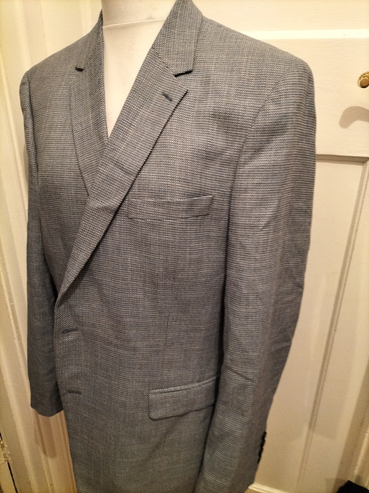 Mens Marks and Spencer Size 46m Blue Patterned Suit Jacket