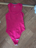 Medium Hot Pink Square Neck Sleeveless Bodysuit