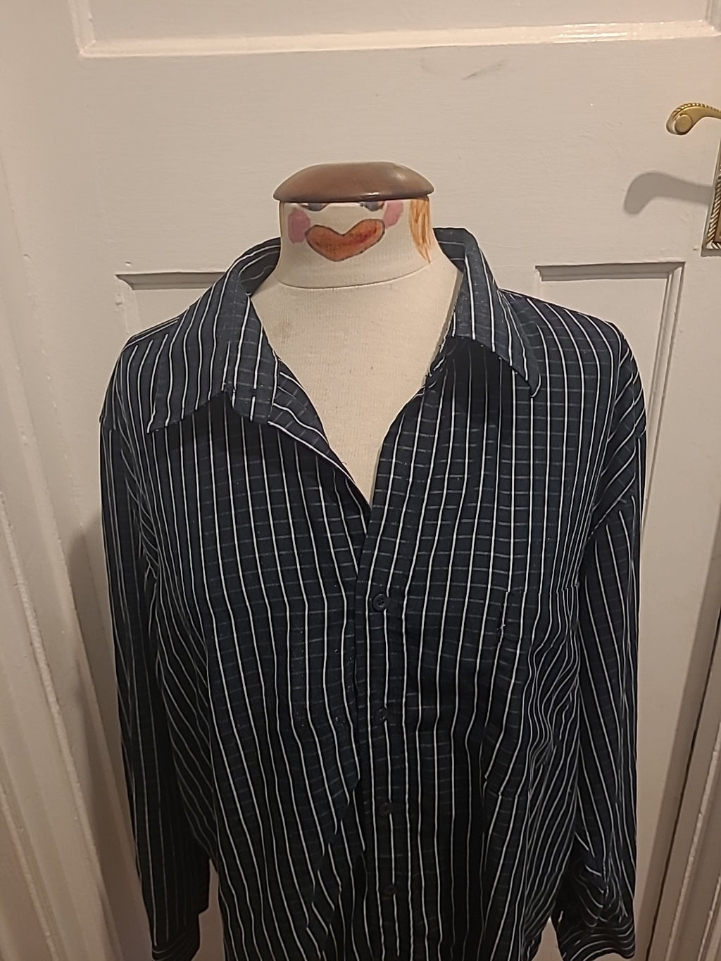 Mens Fiori Size XL Blue And White Check Long Sleeve Shirt